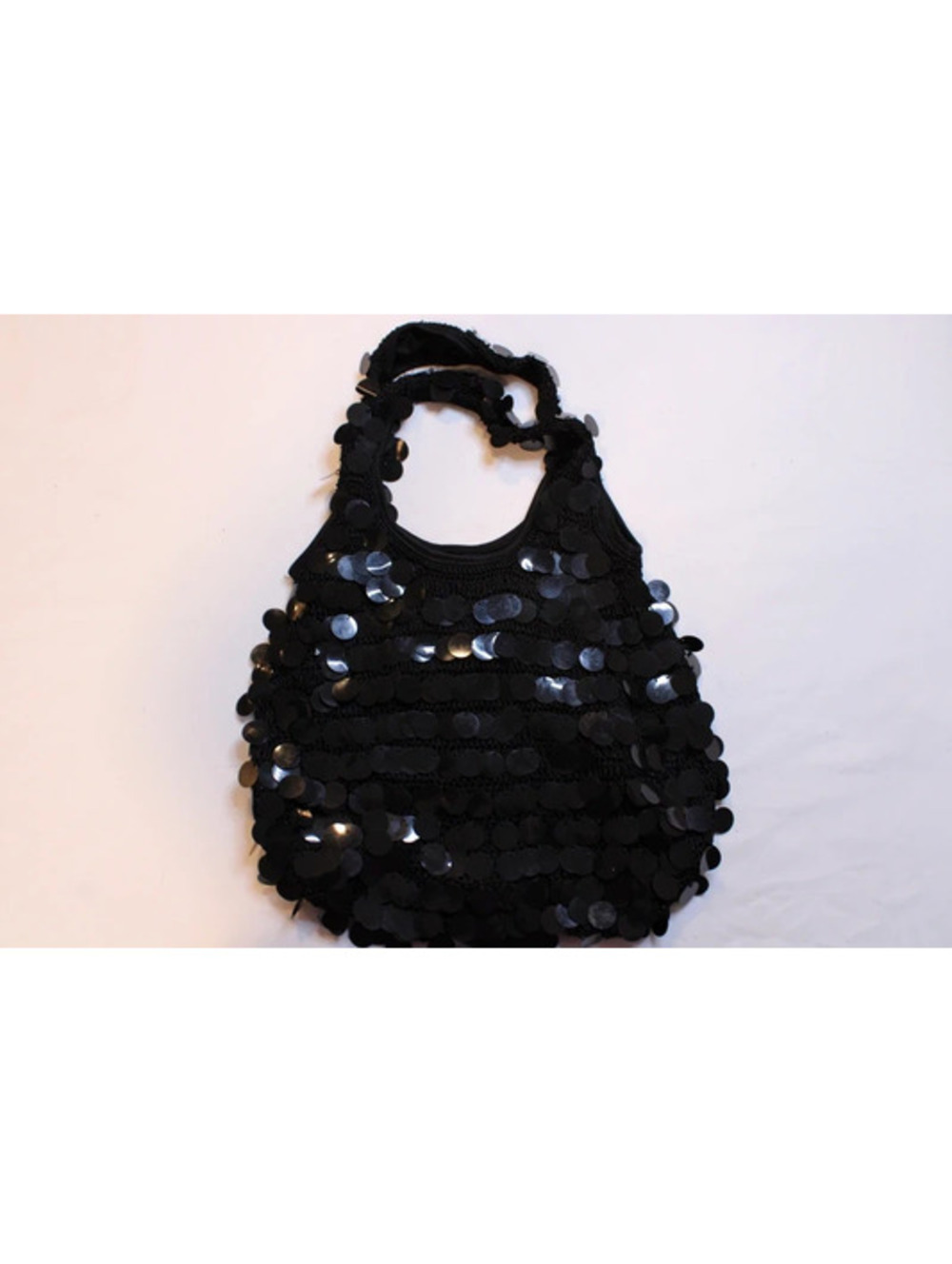 Vintage Y2K Black Knit Sequin Hobo Bag - Excellent Condition